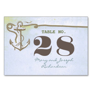 Nautical Wedding Table Number Card