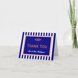 Nautical Wedding Thank You Card Coral and Navy