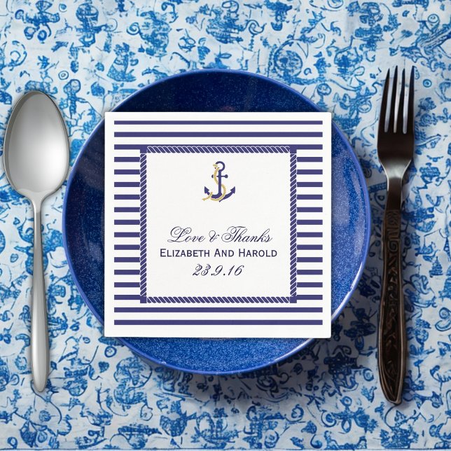 Nautical Wedding Thank You Napkin (Nautical Wedding Thank You Paper Napkins)