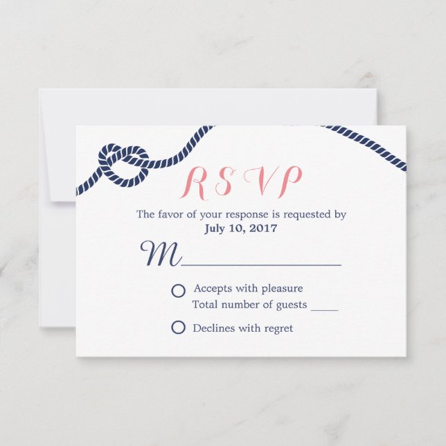 Nautical Wedding Tying the Knot RSVP (Front)