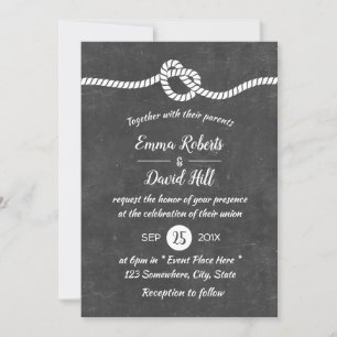Nautical Wedding Tying the Knot Rustic Chalkboard Invitation