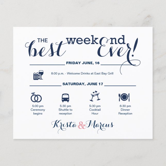 Nautical Wedding Weekend Itinerary (Front)