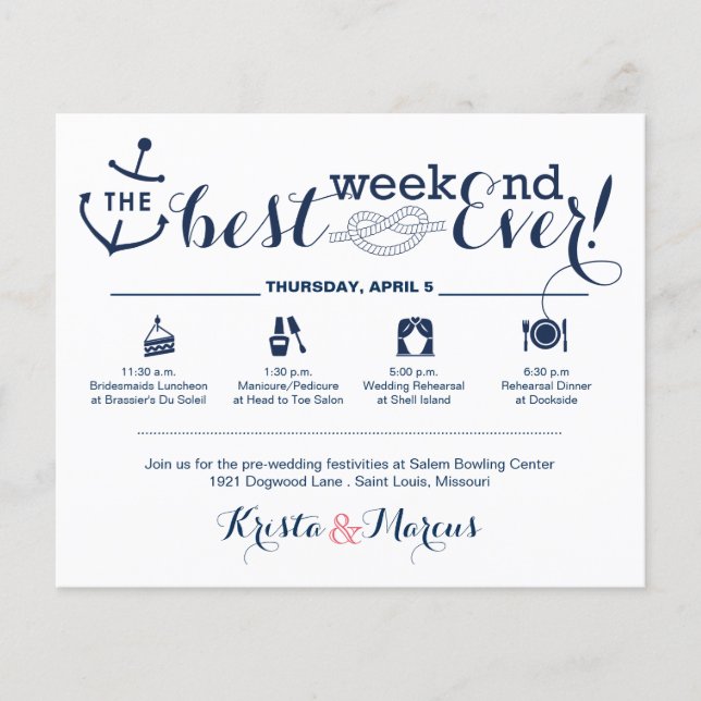 Nautical Wedding Weekend Itinerary 2 (Front)