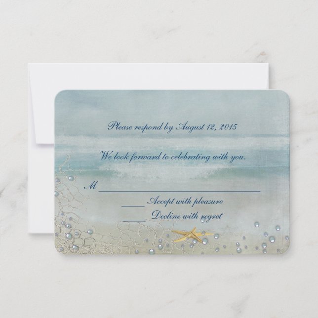 Nautical Wedding with starfish RSVP Card (Front)