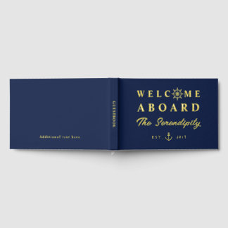 Nautical Welcome Aboard Add Name Boat Guest Book