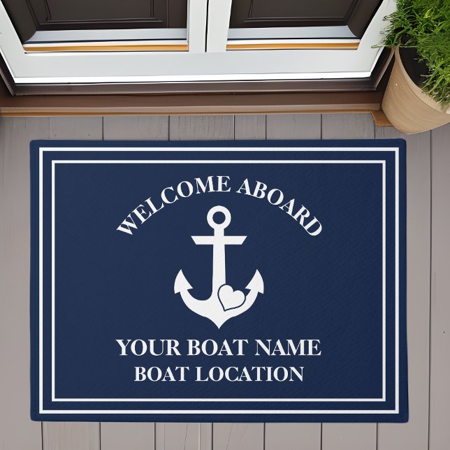 Nautical Welcome Aboard Heart Anchor Boat Admirer Doormat (Creator Uploaded)