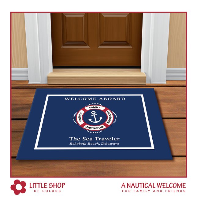 Nautical Welcome Aboard Life Preserver Anchor Doormat (Creator Uploaded)