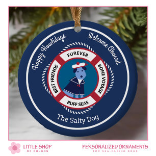 Nautical Welcome Aboard Sailor Dog Ceramic Ornament