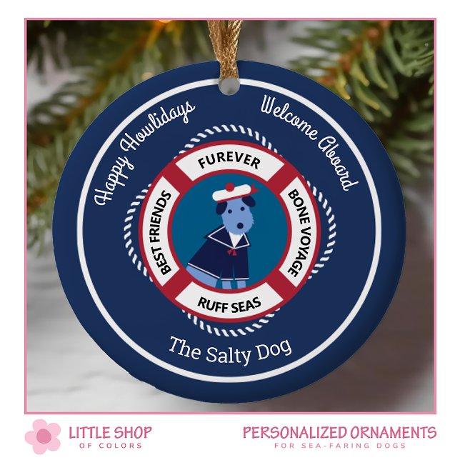 Nautical Welcome Aboard Sailor Dog Ceramic Ornament (Creator Uploaded)