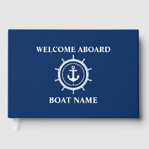 Nautical Welcome Anchor Helm Boat Name Guest Book