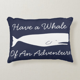 Nautical Whale Adventure & Anchors Decorative Cushion