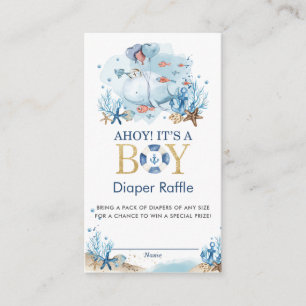 Nautical Whale Ahoy It's a Boy Diaper Raffle Enclosure Card