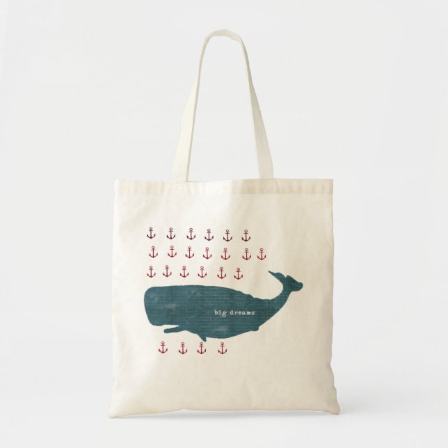 Nautical Whale Anchors Preppy Tote (Front)