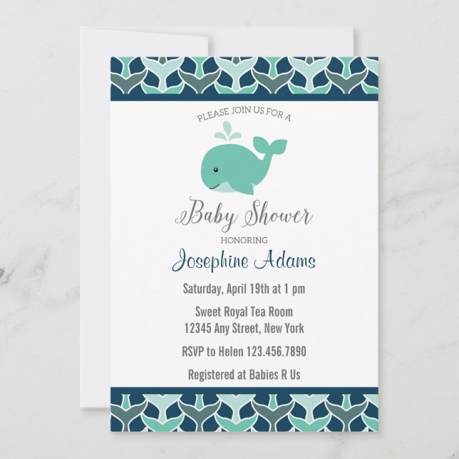 Nautical Whale Baby Shower Invitation (Front)