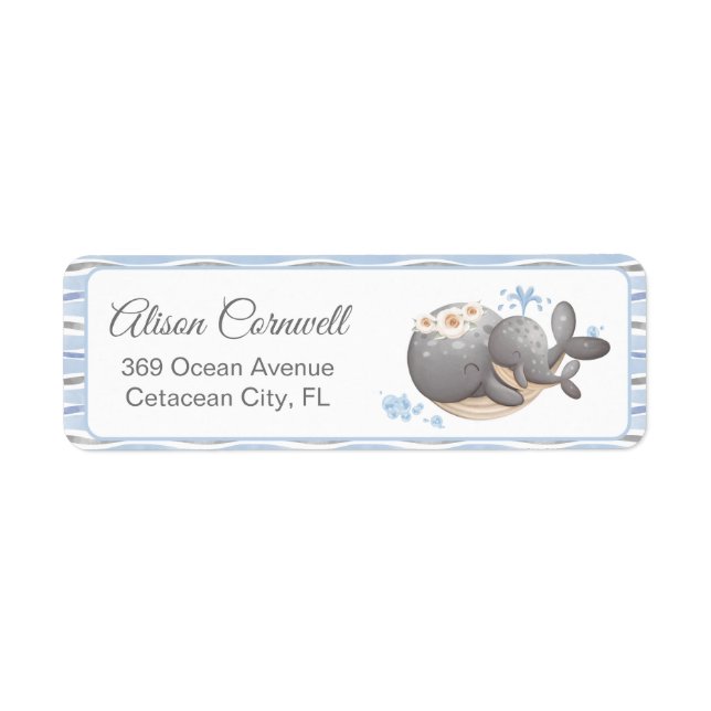 Nautical Whale Baby Shower Return Address Label  (Front)