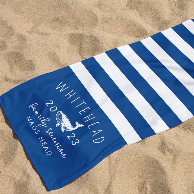 Nautical Whale Blue Monogram Beach Towel (Creator Uploaded)