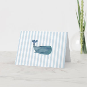 Nautical Whale Blue Stripe Card