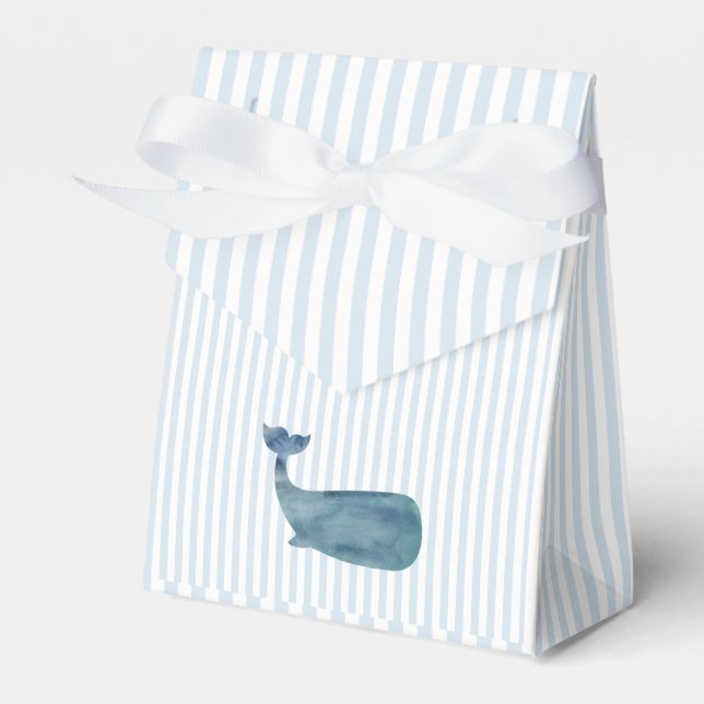 Nautical Whale Blue Stripe Preppy Favour Box (Front Side)