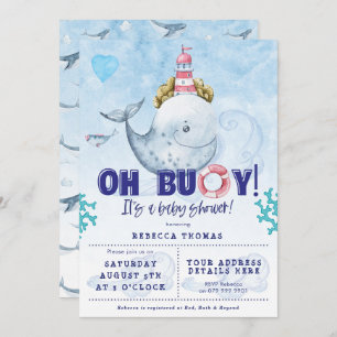 nautical whale boy baby shower invitation