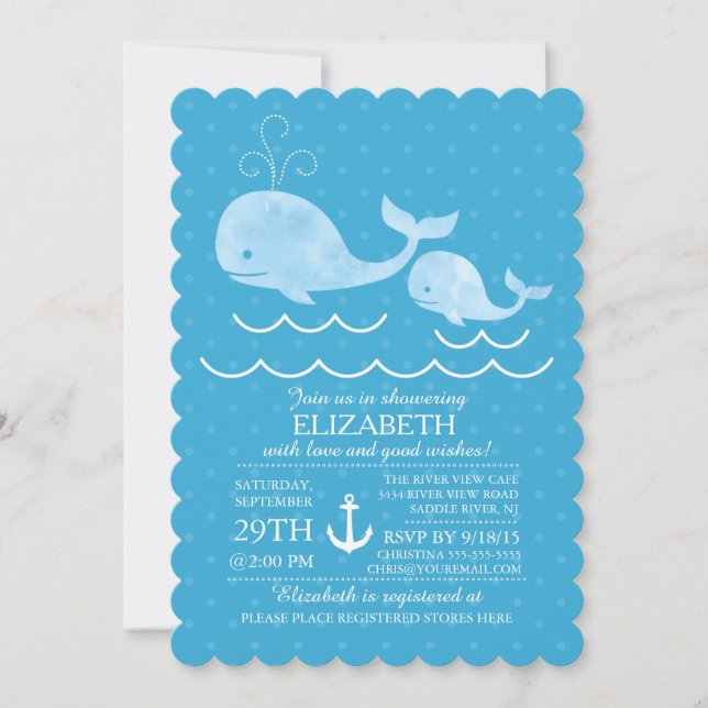 Nautical Whale Boys Baby Shower Invitation (Front)