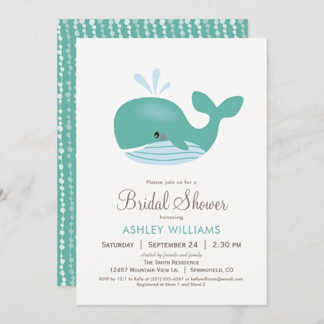 Nautical Whale Bridal Shower Invitation (Front/Back)