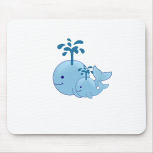 Nautical whale decor, mum and baby whale print mouse pad