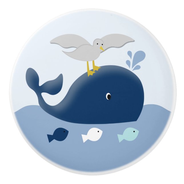 Nautical Whale Nursery Drawer Pull Knob (Front)