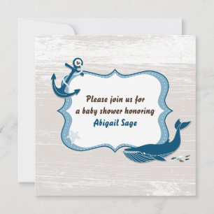 Nautical Whale Ocean Baby Shower Invitation - Boys