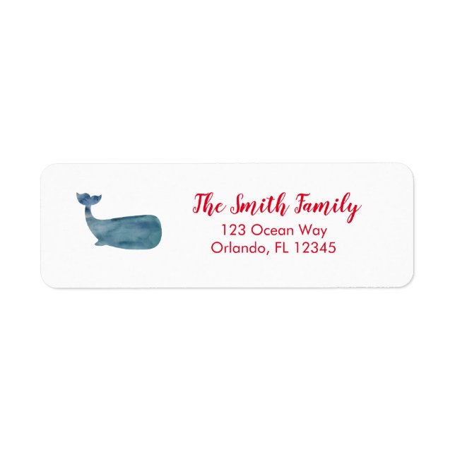 Nautical Whale Painting Return Address Label (Front)