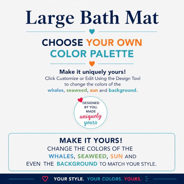 Nautical Whale Pattern Cute Large Bath Mat (Creator Uploaded)