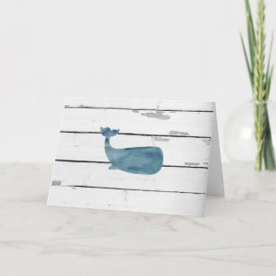 Nautical Whale Silhouette Shiplap Rustic Card