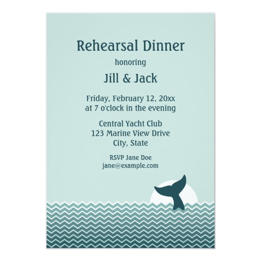 Nautical Whale Tail Rehearsal Dinner Invites