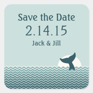 Nautical Whale Tail Save the Date Square Sticker