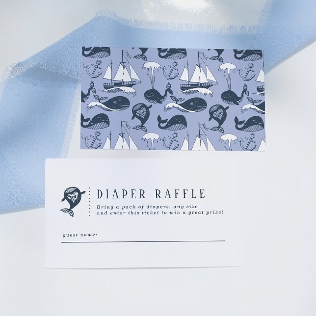 Nautical Whale Theme Baby Shower Diaper Raffle Enclosure Card (Creator Uploaded)