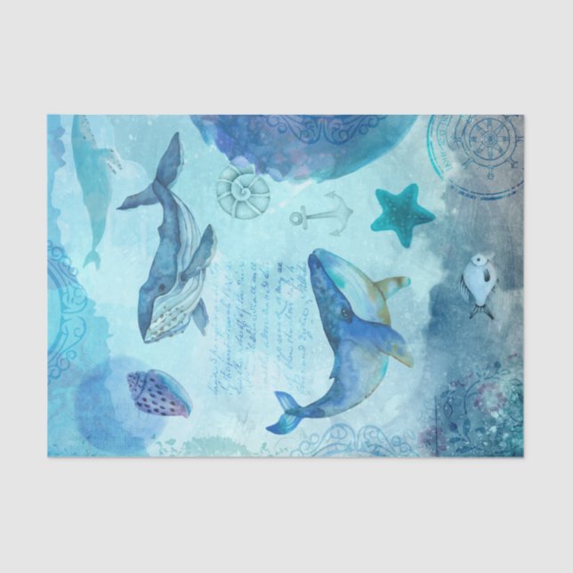 Nautical Whale Tissue Paper (Front)