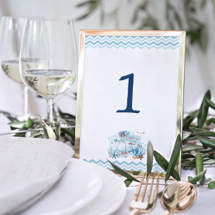 Nautical Whale Under the Sea Boy Baby Shower Table Number