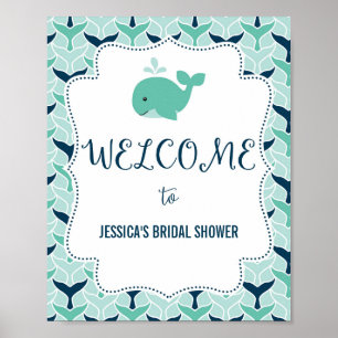 Nautical Whale Welcome Poster Print