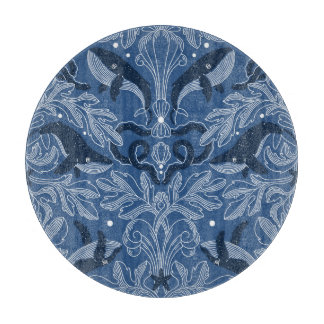 Nautical whales, damask texture pattern. cutting board