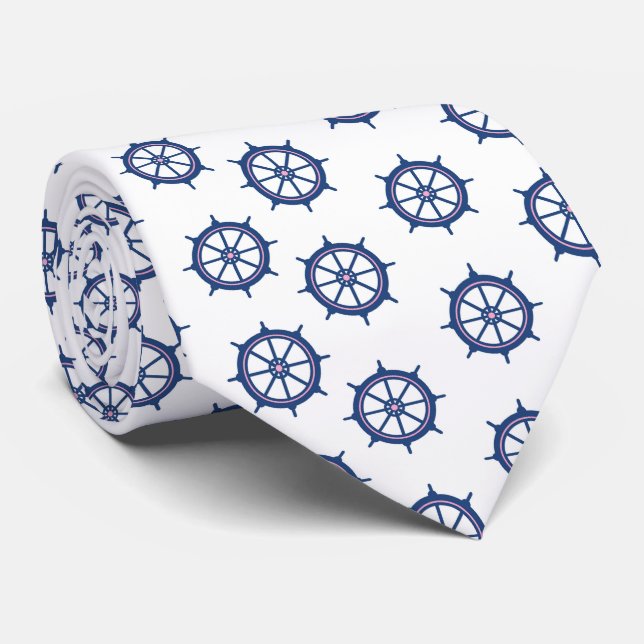 Nautical Wheels Pattern  Tie (Rolled)