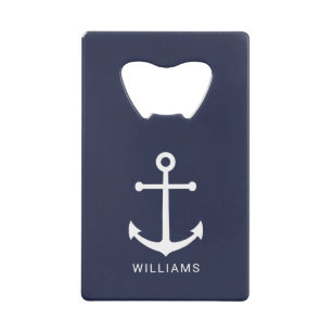 Nautical White Anchor and Custom Name on Navy Blue