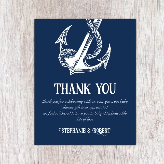 Nautical White Anchor Baby Shower Thank You (Creator Uploaded)