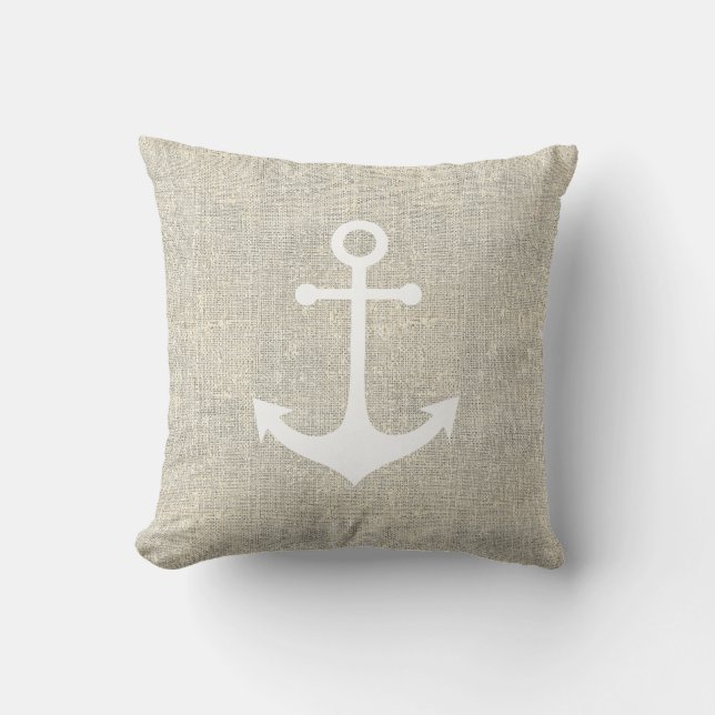 nautical white anchor cushion (Front)