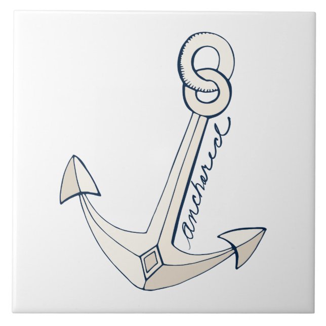 Nautical White Anchor Tile (Front)