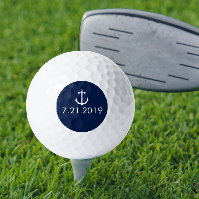 Nautical White Anchor Your text/date Personalised Golf Balls (Creator Uploaded)