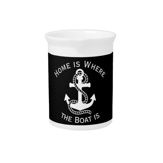 Nautical White Black Anchor {pick your colour} Pitcher