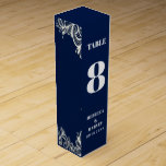 nautical white lace navy blue wedding wine box<br><div class="desc">nautical white lace navy blue wedding wine box. Elegant Wine Box Table Numbers for your wedding reception dinner.</div>