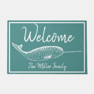 Nautical White Narwhal - Personalised Doormat