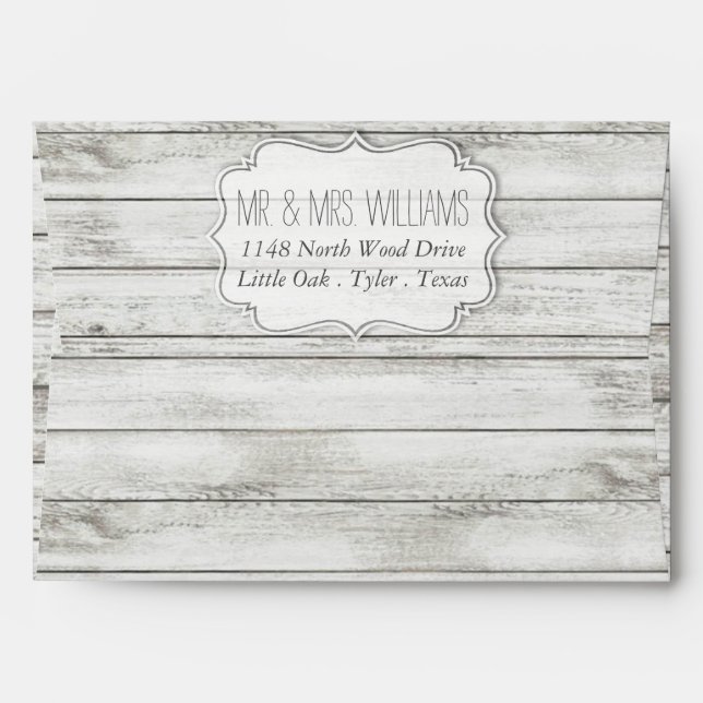 Nautical Whitewashed Wood Beach Wedding Collection Envelopes (Back (Top Flap))