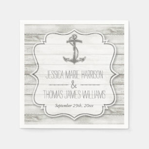 Nautical Whitewashed Wood Beach Wedding Collection Napkin