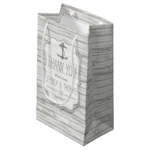 Nautical Whitewashed Wood Beach Wedding Collection Small Gift Bag